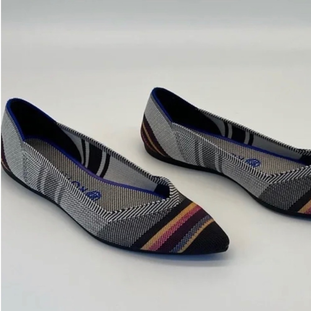 Rothy’s Point shoe, limited edition, multicolored inverse stripe, size 9
